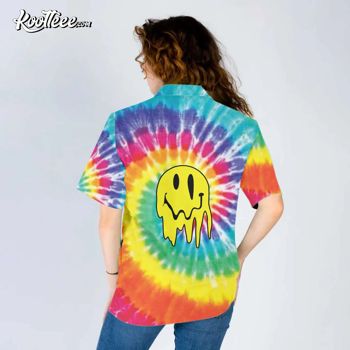 Trippy Hippie Rainbow Tie Dye Hippie Hawaiian Shirt