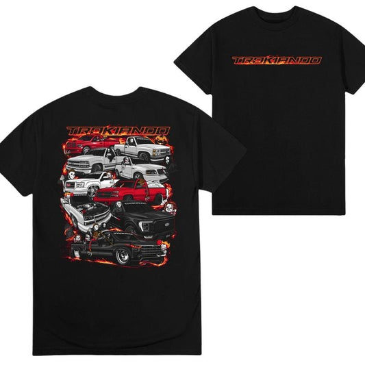 Trokiando Pickup Trucks and Characters T-shirt, Car Merch Graphic Design Shirt For Men, Menswear Classic