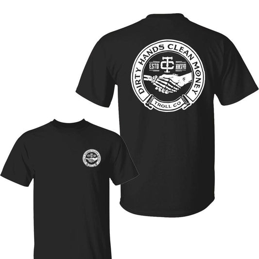 Troll Co Work Hard Dirty Hands Clean Money Graphic Tee, Unisex Pullover T-shirt for Men and Women, Casual Daily Wear, Top Womenswear