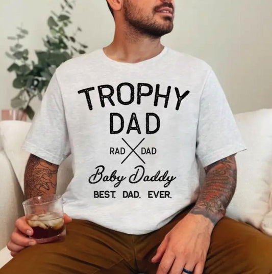 Trophy Dad Comfort Colors Tee, Father Day Gift Top Streetwear Crewneck Hoodie, Sweatshirt | InkThreadWorks.com