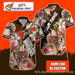 Tropical Blossom Blitz - Personalized Cleveland Browns Hawaiian Shirt