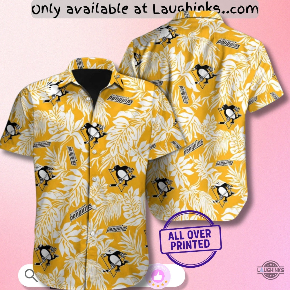Tropical Leaves Aloha Pittsburgh Penguins Hawaiian Shirt