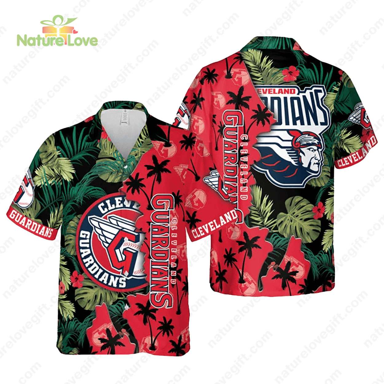 Cleveland Guardians Tropical Leaves Beach Palms MLB Hawaiian Shirt