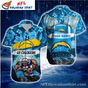 Tropical Midnight Bolt - Personalized Los Angeles Chargers Aloha Shirt