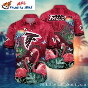 Tropical Parrots Flamingos Atlanta Falcons Hawaiian Shirt - Lush Paradise Edition