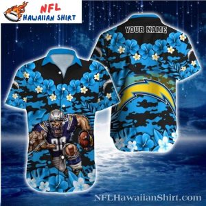 Tropical Tackle - Chargers Player And Floral Print Aloha Shirt