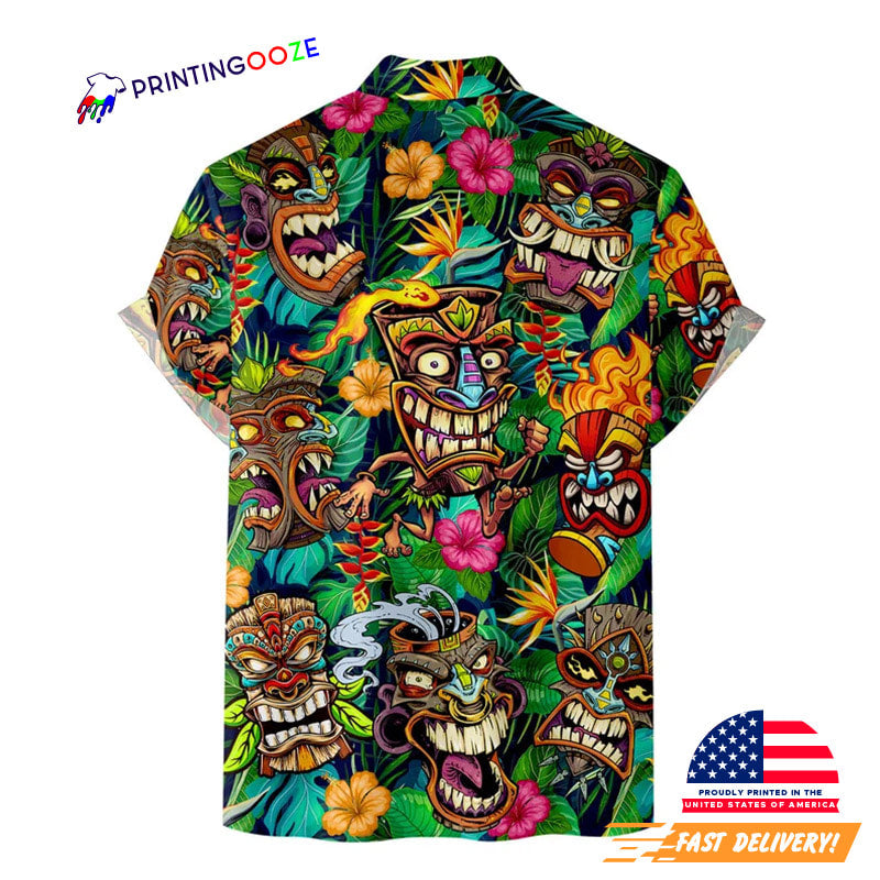 Tropical Tiki Head Hawaiian Shirts