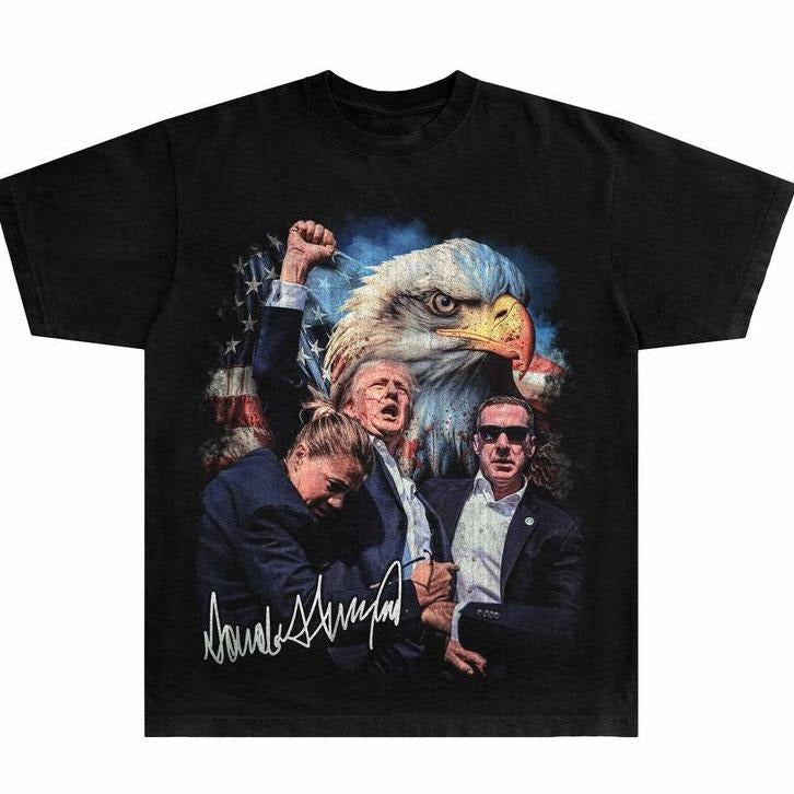 Trum Rally Shooter Shirt American T-Shirt, Trum President 2024 Shirt, rum Rally Shirt, Manga Tees 2024 Menswear Top