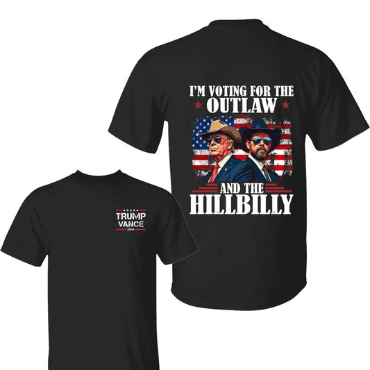 Trum Vance I'm Voting For The Outlaw And Hillbilly American Flag Shirt, Trum Vance Shirt, Trum Vance 2024 Shirt, Trum 2024 Shirt,  Election 2024 Tee, All Sizes, For Men, For Women