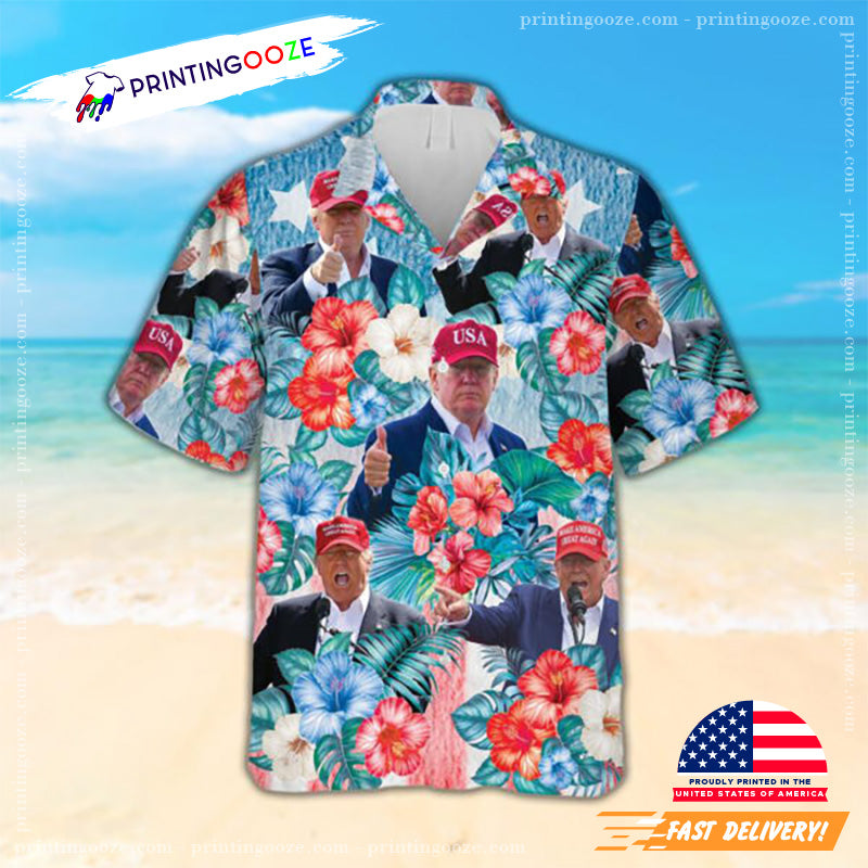 Trump 2024 Hibiscus Flowers Hawaiian Shirt