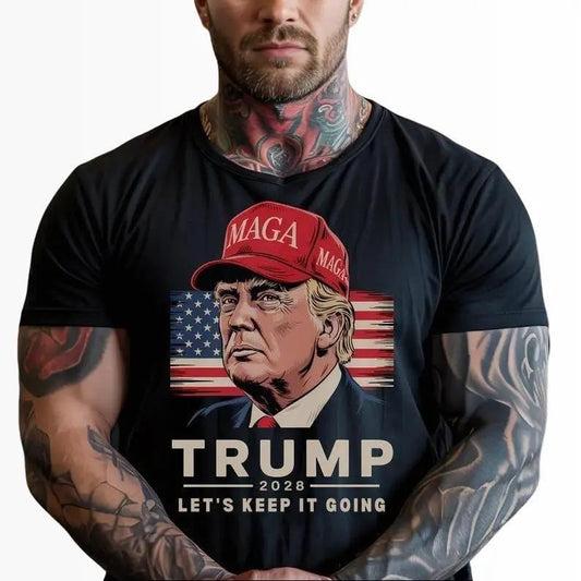 Trump 2028 Shirt,  "Let's Keep It Going" Bold Patriotic Tee, Conservative Election Apparel, Pro-Trump Political Support...