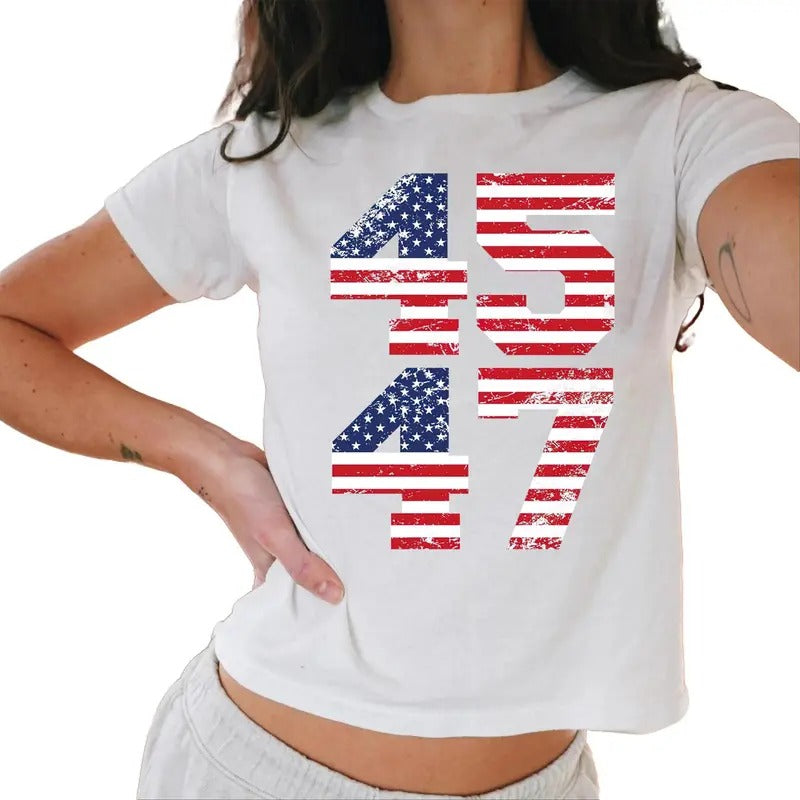 Trump 45 47 Baby Tee, Trump 2024 Baby Tee, Trump I'Ll Be Back Baby Tee, Republican Gifts, Patriotic Gifts Casual Comfort...