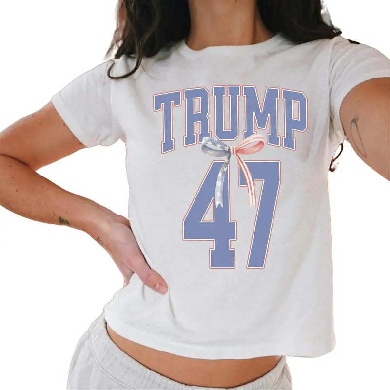 Trump Bow Coquette Baby Tee, Maga 47 President Baby Tee, Trump 45 47 Rally, We'Re Taking America Back Casual Comfort...