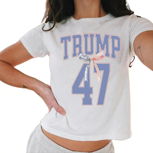Trump Bow Coquette Baby Tee, Maga 47 President Baby Tee, Trump 45 47 Rally, We'Re Taking America Back Casual Comfort...