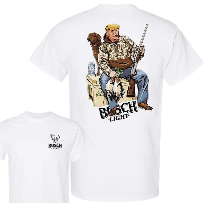 Trump Busch Light Beer Hunting T-shirt, Trending Hunter Trump 2 sides Shirt, Gift for Him, for Her Cotton Menswear...