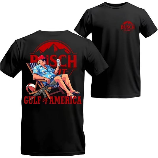 Trump Busch Light Gulf Of America Vintage Summer Beach Beer Tee Women's Casual Graphic T-Shirt, 100% Cotton, Patriotic USA Design - Womenswear