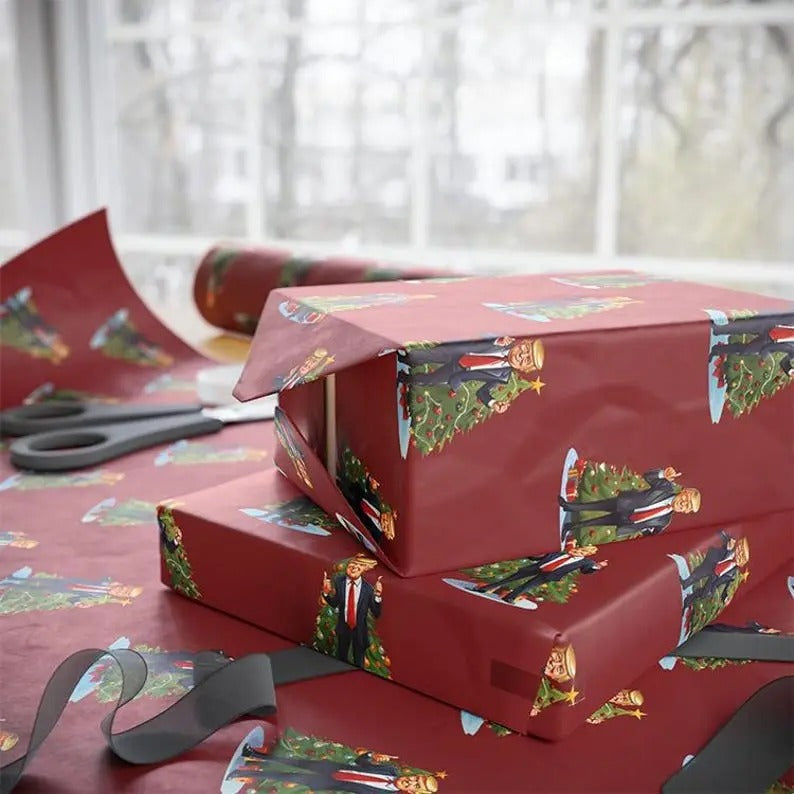 Trump Christmas Gift Wrapping Paper 3 Sizes T-Shirts, Hoodie, Sweatshirt | InkThreadWorks.com
