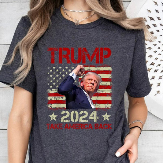 Trump Fist Pump Shot At T-Shirt, Assassination Attempt, Trump 2024 Trump for President T-Shirt Trump Hero Trump Survives Rally Trump Injured