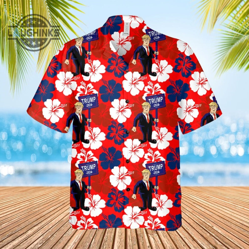 Trump Hawaiian Shirt And Shorts Trump Mugshot Shirt Donald Trump 2024 Aloha Shirt Trump Campaign Mugshot Shirt Trump Mug Shot Shirts NEW