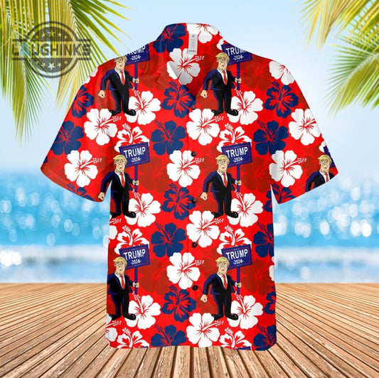 Trump Hawaiian Shirt And Shorts Trump Mugshot Shirt Donald Trump 2024 Aloha Shirt Trump Campaign Mugshot Shirt Trump Mug Shot Shirts NEW