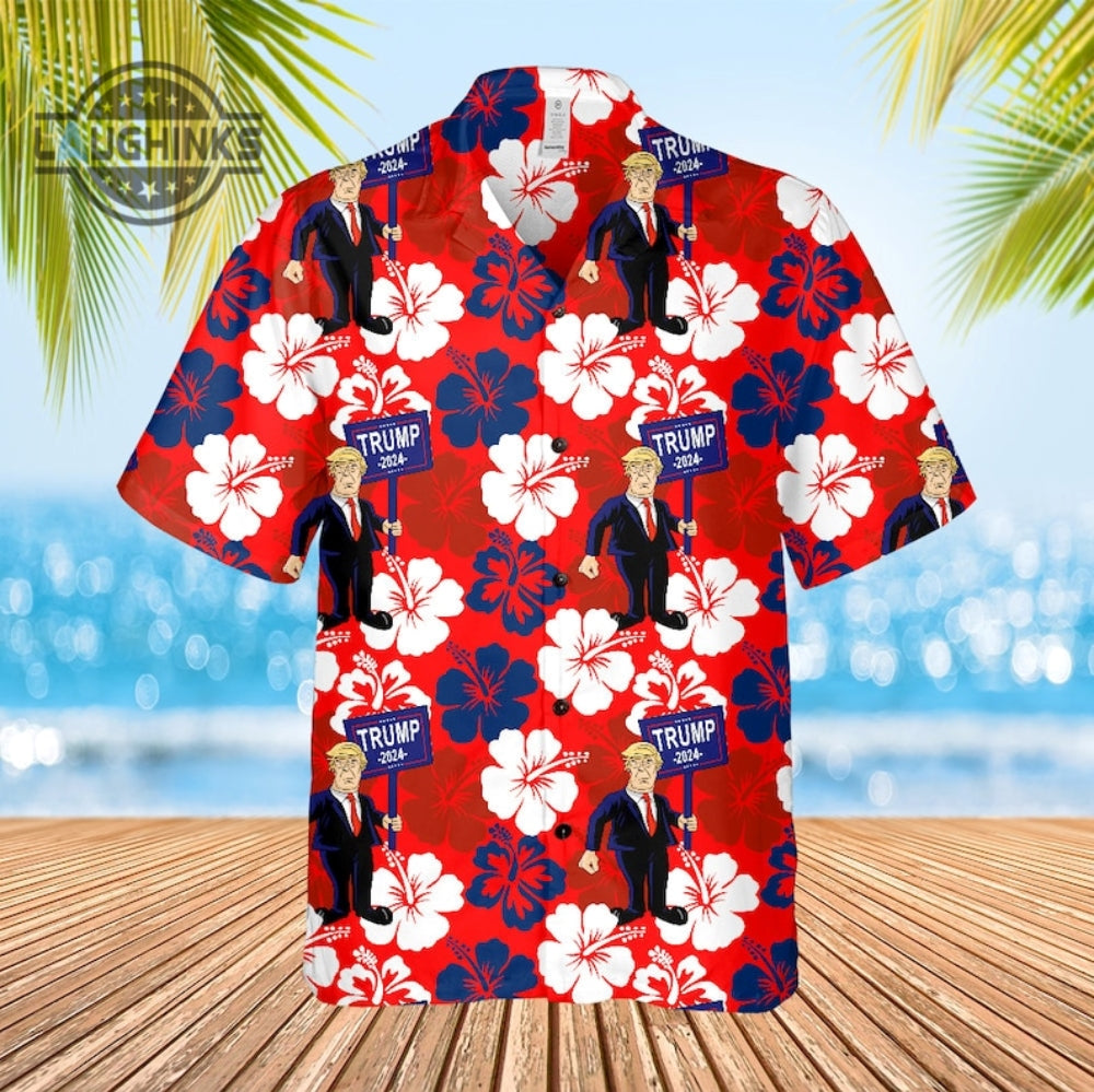Trump Hawaiian Shirt And Shorts Trump Mugshot Shirt Donald Trump 2024 Aloha Shirt Trump Campaign Mugshot Shirt Trump Mug Shot Shirts NEW