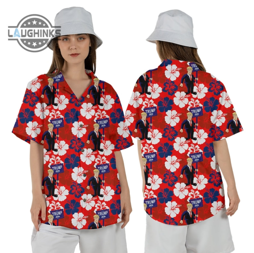 Trump Hawaiian Shirt And Shorts Trump Mugshot Shirt Donald Trump 2024 Aloha Shirt Trump Campaign Mugshot Shirt Trump Mug Shot Shirts NEW