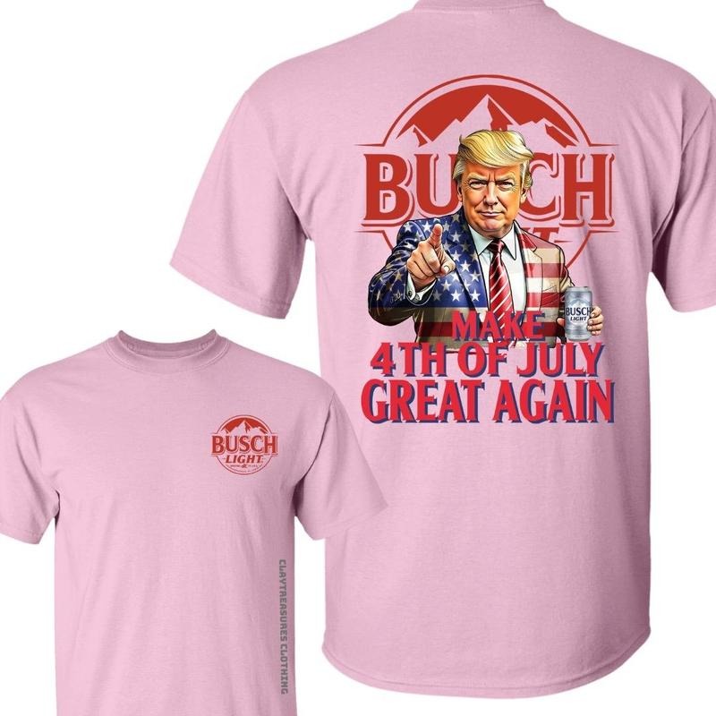 Trump Make 4th Of July Great Again T-shirt - Busch Light Beer Graphic Tee, Perfect for Independence Day Celebrations