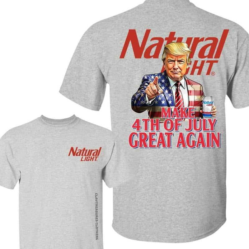 Trump Make 4th Of July Great Again T-shirt - Natural Light Beer Graphic Tee, Perfect for Independence Day Celebrations