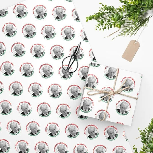 Trump Mug Shot Christmas Wrapping Paper, Trump Gift Wrap, Funny Trump Wrapping Paper, Trump Gag Gifts, Trump Christmas Gifts, Lock Him Up