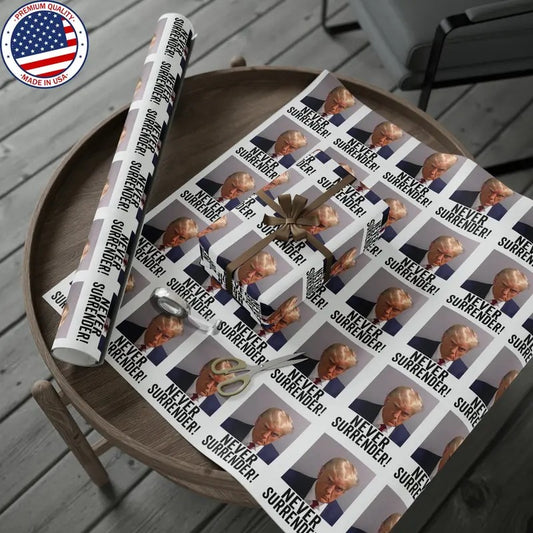 Trump Mugshot Gift Wrap Never Surrender Gift Wrap Trump 2024 Gift Wrap