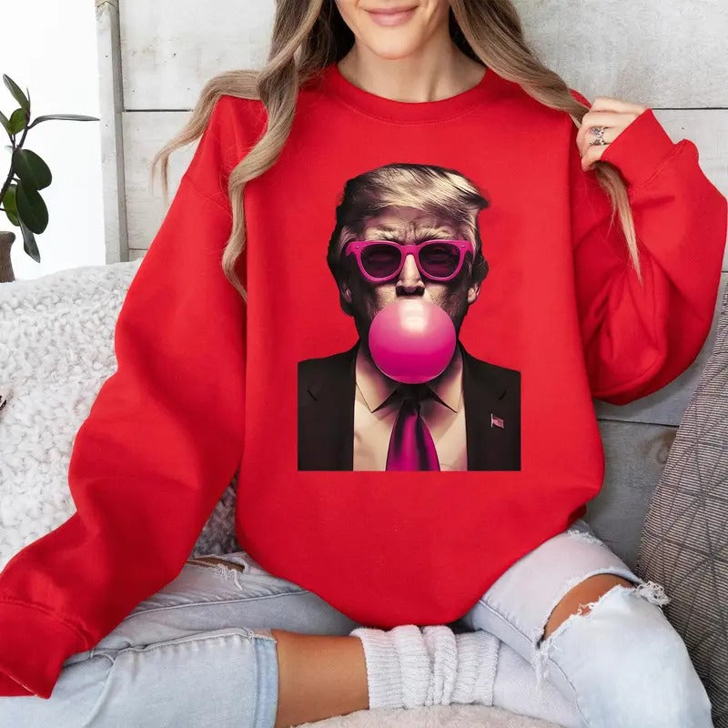 Trump Pink Bubblegum Graphic Sweatshirt, Trump, President, Republican Sweatshirt Unisex, Trump Christmas, Christmas Sweatshirt