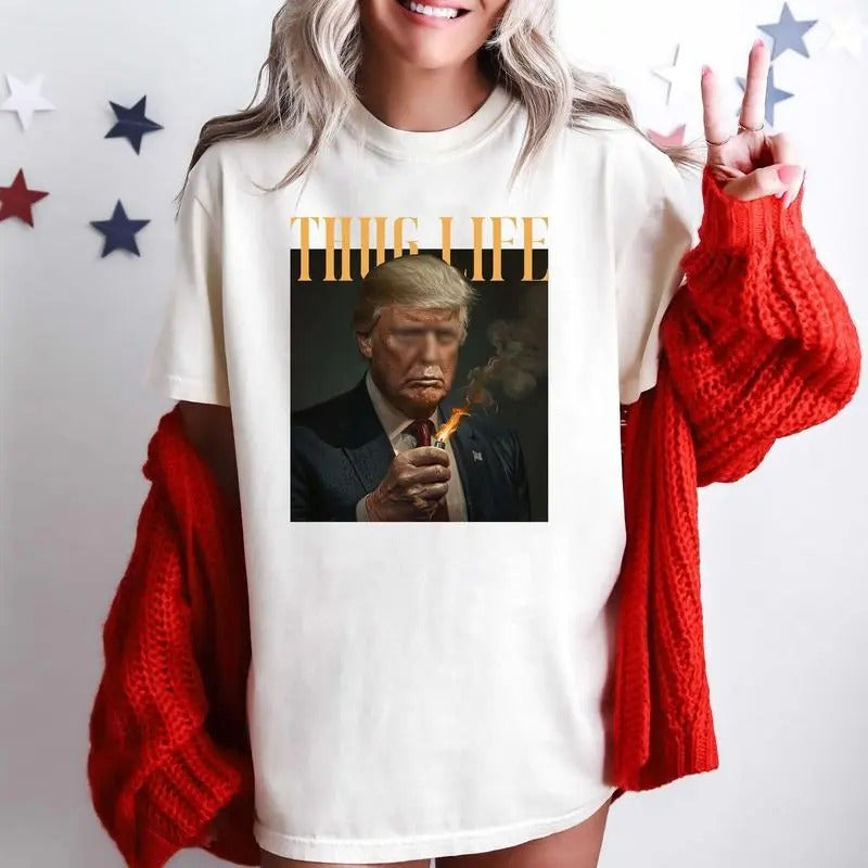 Trump Thug Life Funny Trending Shirt, Man I Love Felon Shirt, Man Wear Hoodie, Sweatshirt | InkThreadWorks.com