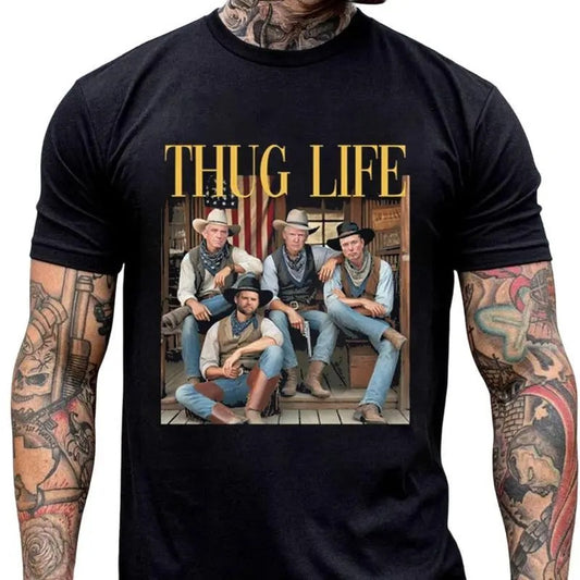 Trump Vance Elon Kennedy Thug Life Shirt, Trump Cowboy Shirt, Dark MAGA Tee, Dream Team, Election 2024 Shirt, Gift For...