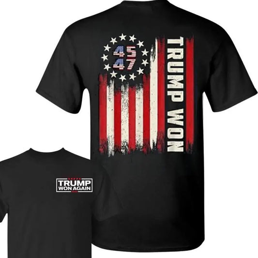 Trump Won 2024 45 47th President Usa Flag T-Shirt, Trump Won Get Over It, Inauguration Shirt, Trum Vance, Republican Tee,...