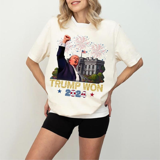 Trump Won 2024 Shirt, Trump Won 2024 Election Inauguration Graphic Tee, Trump We Won Again 2024 Sweatshirt
