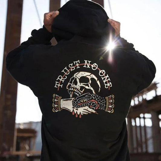 Trust No One Skull Printed Men's Hoodie - Unisex T-Shirt, Cozy Sweater & Comfortable Hoodie for Every Season Sweatshirt
