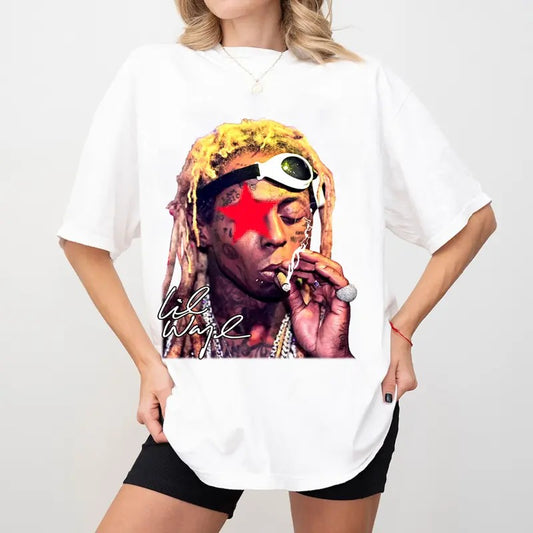 Tunechi Graphic Rap Star Red Tee Shirt Weezy Gift Fans Cotton Streetwear Oversized T-Shirt