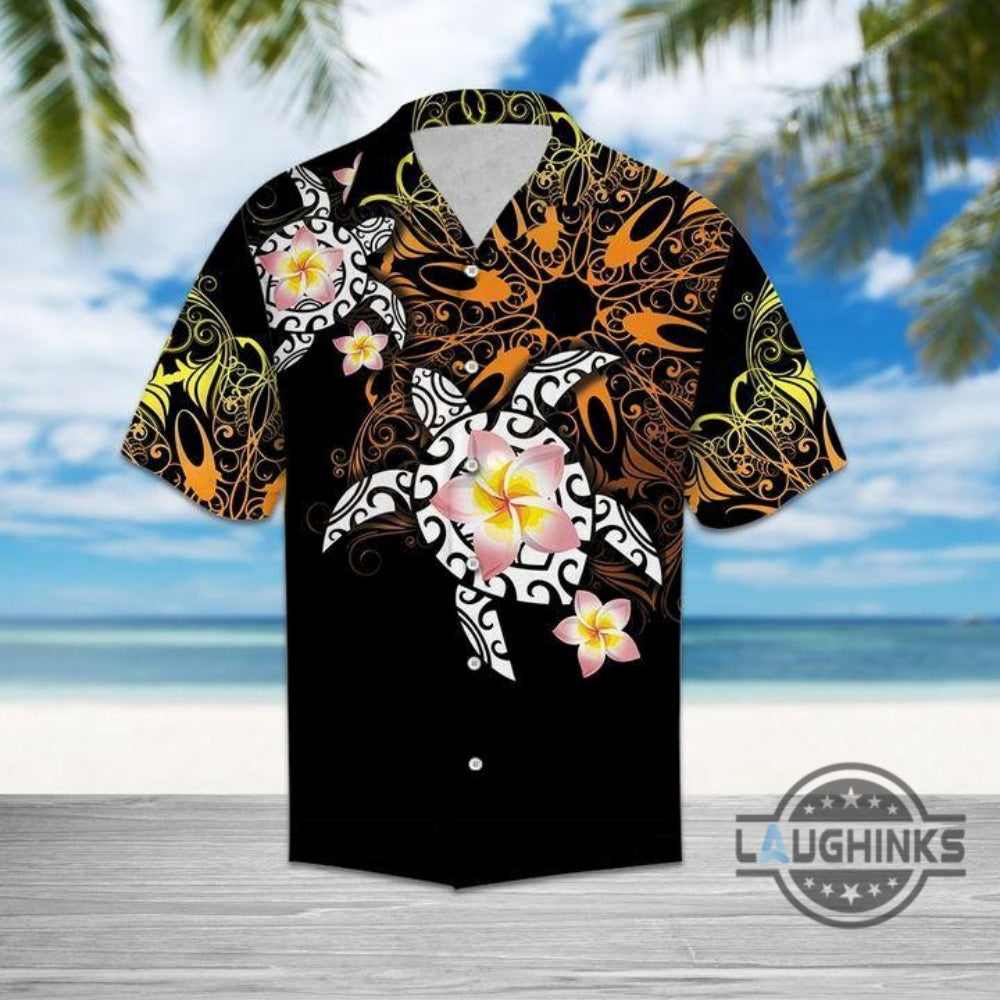 Turtle Floral Hawaiian Shirt Aloha Summer Beach Button Up Shirts And Shorts Gift