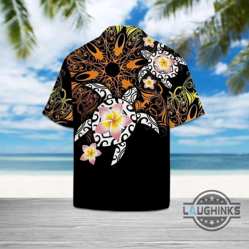 Turtle Floral Hawaiian Shirt Aloha Summer Beach Button Up Shirts And Shorts Gift