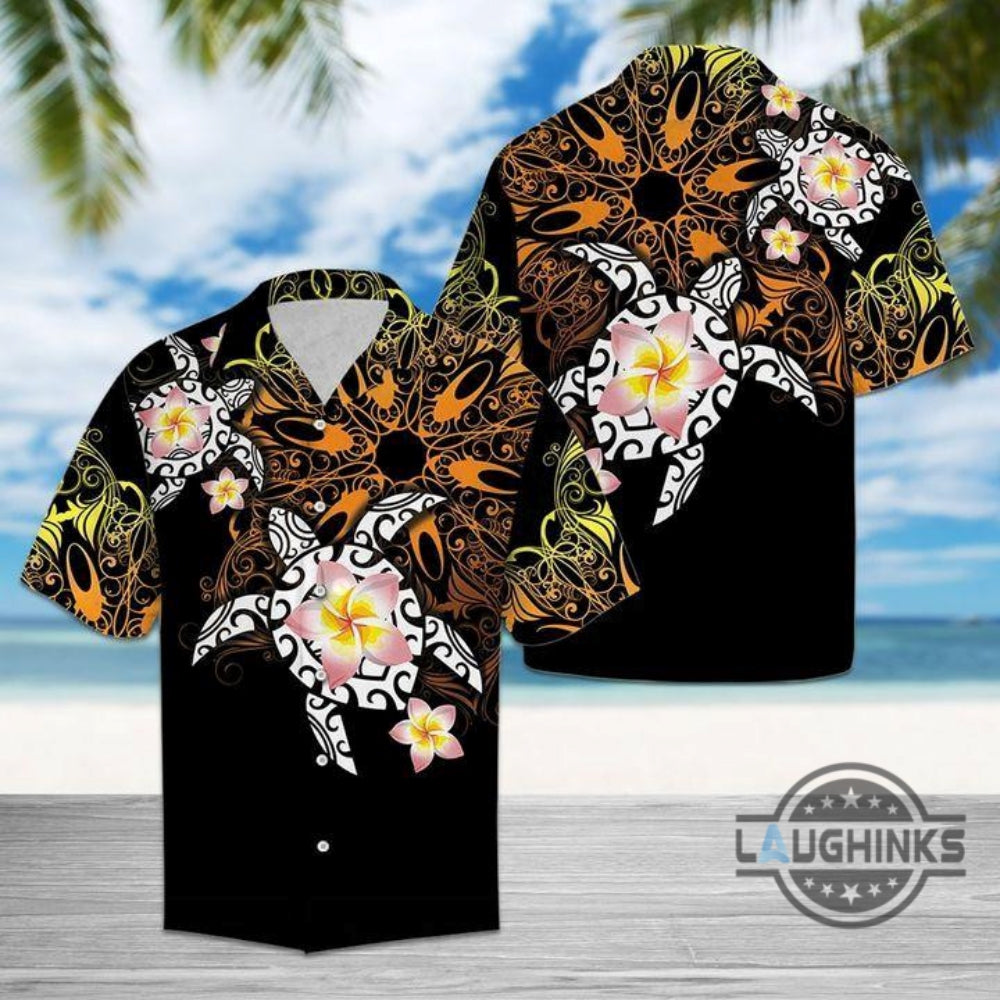 Turtle Floral Hawaiian Shirt Aloha Summer Beach Button Up Shirts And Shorts Gift