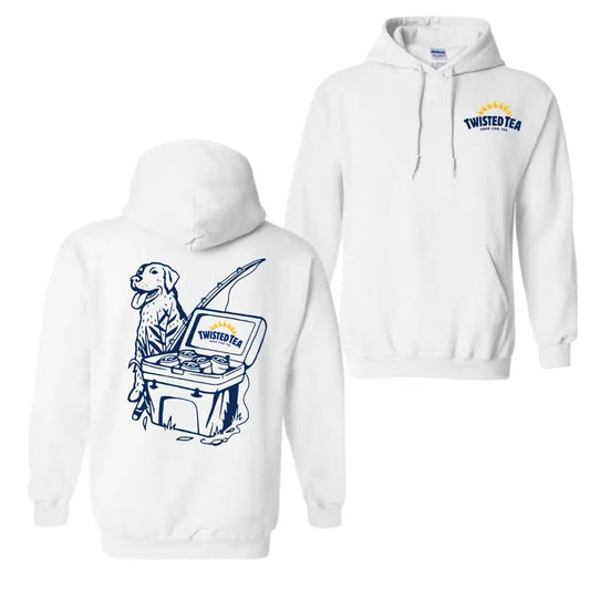 Twisted Tea Fishing Scene with Dog Cooler 2 Sided Hoodie T-Shirt, Twisted Tea Hoodie For Men And Women Sweatshirt
