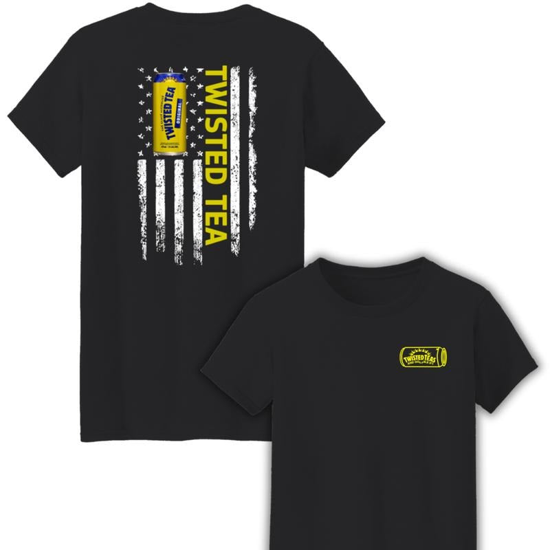 Twisted Tea Logo Flag Funny Two Sides Unisex Cotton T-Shirt Hoodie, Sweatshirt | InkThreadWorks.com