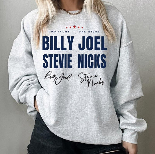 Two Icons One Night Billy Joel Stevie Nick Tour Shirt Sweatshirt Hoodie, Stevie Nicks Tee, Billy Joel Stevie Nick Fan Lovers Shirt