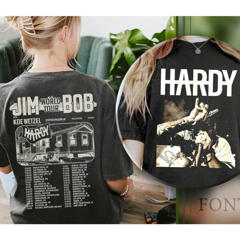 Two Side JIM Tour BOB Shirt, Hardyy And Koe 2025 Country Music Shirt