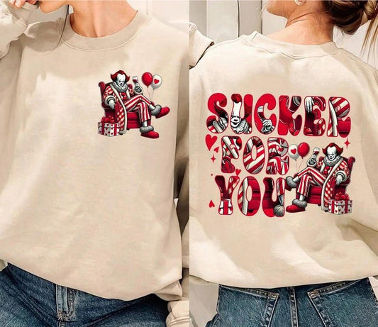 Two-Sides Horror Characters Valentine Bundle Shirts, Sucker For You Shirt, Valentine Horror Shirt, Horror Characters Shirt, Scary Movie Valentine Shirt