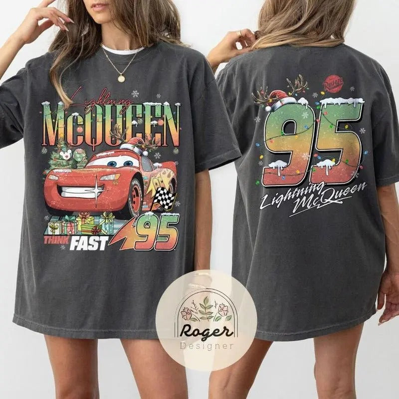 Two-sided Cars Christmas Shirt, McQueen Radiator Spring Cars Land Family Vacation 2024 Hoodie, Sweatshirt