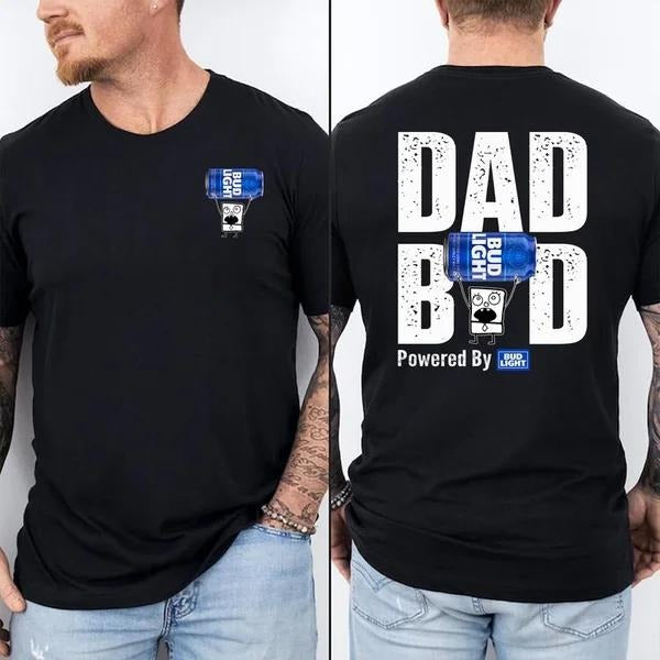Two-sided Dad Bob Powered By Bud Light T-shirt, Father's Day Gifts, Doodlebob Papa Tee, Funny Summer Graphic Tee, Trendy Outdoors Beer Lover Sweatshirt, Unisex Hoodie