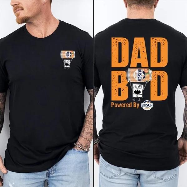 Two-sided Dad Bob Powered By Busch Light Peach T-shirt, Father's Day Gifts, Doodlebob Papa Tee, Funny Summer Graphic Tee, Trendy Outdoors Beer Lover Sweatshirt, Unisex Hoodie