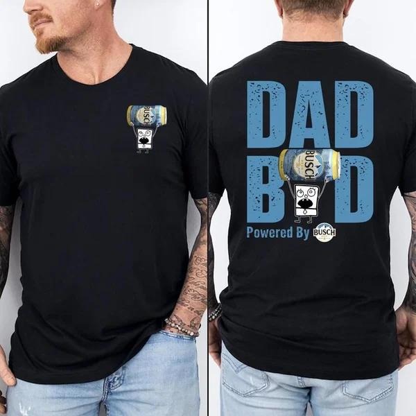 Two-sided Dad Bob Powered By Busch T-shirt, Father's Day Gifts, Doodlebob Papa Tee, Funny Summer Graphic Tee, Trendy Outdoors Beer Lover Sweatshirt, Unisex Hoodie