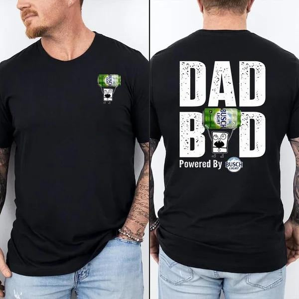 Two-sided Dad Bob Powered By Green Busch Light T-shirts, Father's Day Gifts, Doodlebob Papa Tee, Funny Summer Graphic Tee, Trendy Outdoors Beer Lover Sweatshirt, Unisex Hoodie